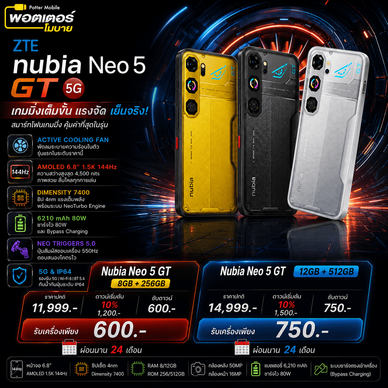 ZTE Nubia Neo5 GT 256GB (เหลือง)