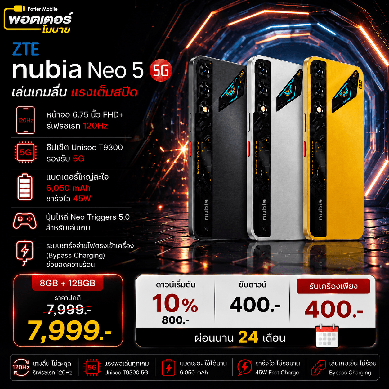 ZTE Nubia Neo 5G 128GB (เหลือง)